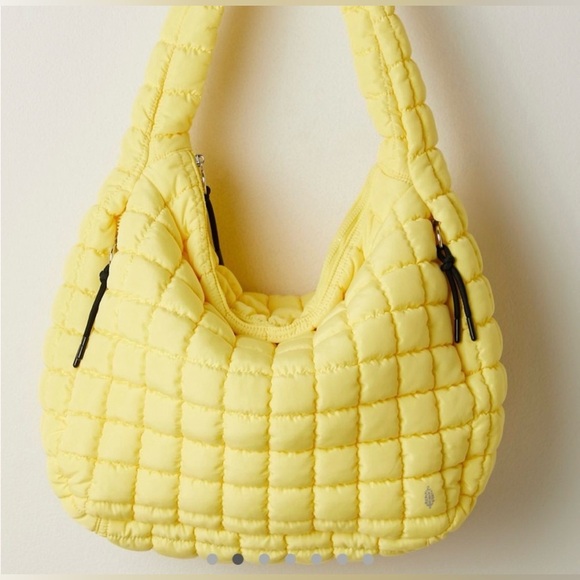NWT Free People Movement Quilted Carryall Bag in Sour Citrus Sun Yellow New - Picture 3 of 10